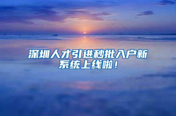 深圳人才引进秒批入户新系统上线啦！