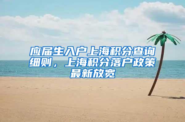 应届生入户上海积分查询细则，上海积分落户政策最新放宽