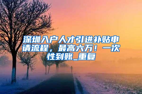 深圳入户人才引进补贴申请流程，最高六万！一次性到账_重复