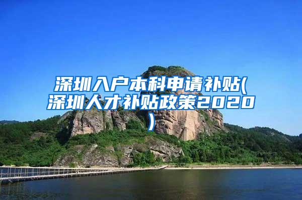 深圳入户本科申请补贴(深圳人才补贴政策2020)