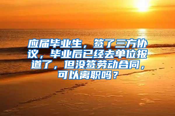 应届毕业生，签了三方协议，毕业后已经去单位报道了，但没签劳动合同，可以离职吗？