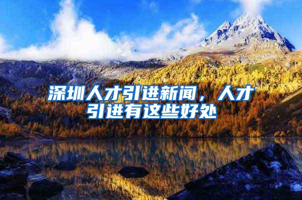 深圳人才引进新闻，人才引进有这些好处