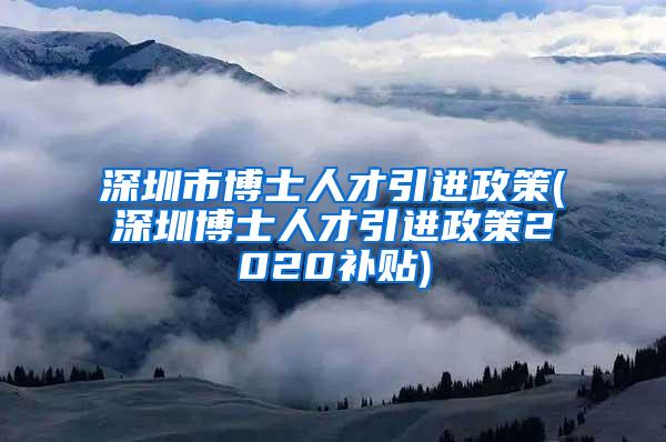 深圳市博士人才引进政策(深圳博士人才引进政策2020补贴)