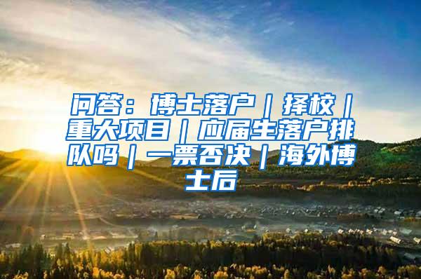 问答：博士落户｜择校｜重大项目｜应届生落户排队吗｜一票否决｜海外博士后