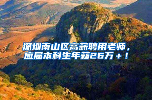 深圳南山区高薪聘用老师，应届本科生年薪26万＋！