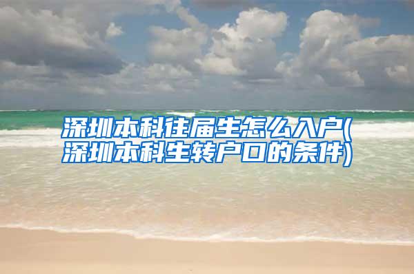 深圳本科往届生怎么入户(深圳本科生转户口的条件)