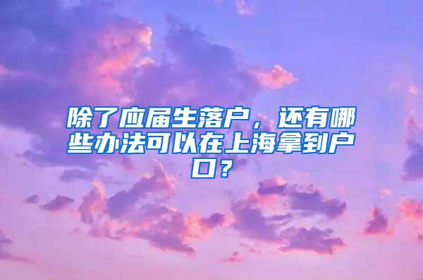 除了应届生落户，还有哪些办法可以在上海拿到户口？