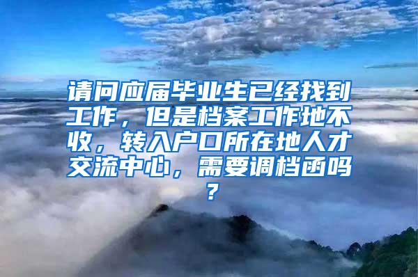 请问应届毕业生已经找到工作，但是档案工作地不收，转入户口所在地人才交流中心，需要调档函吗？