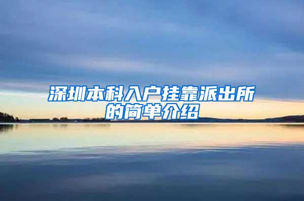 深圳本科入户挂靠派出所的简单介绍