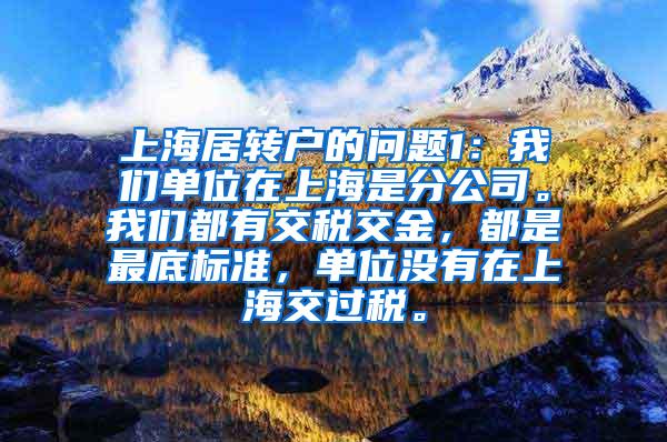 上海居转户的问题1：我们单位在上海是分公司。我们都有交税交金，都是最底标准，单位没有在上海交过税。