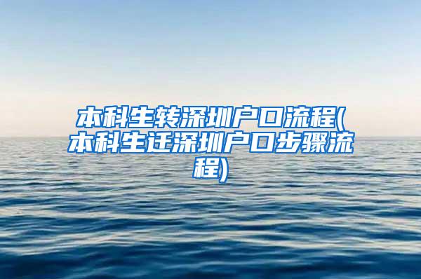 本科生转深圳户口流程(本科生迁深圳户口步骤流程)