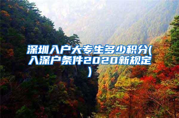 深圳入户大专生多少积分(入深户条件2020新规定)