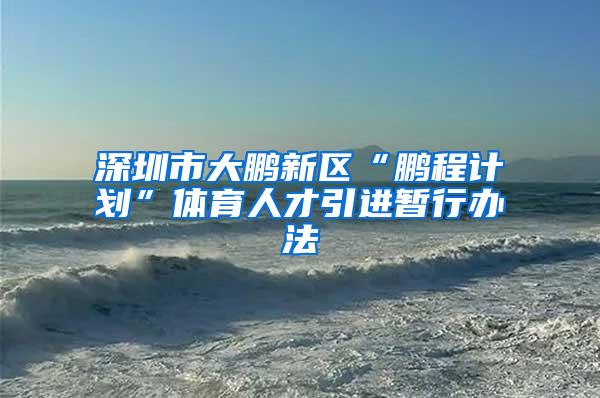 深圳市大鹏新区“鹏程计划”体育人才引进暂行办法