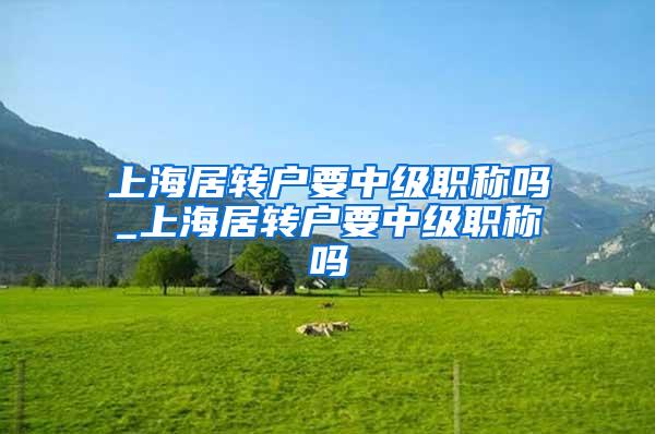 上海居转户要中级职称吗_上海居转户要中级职称吗