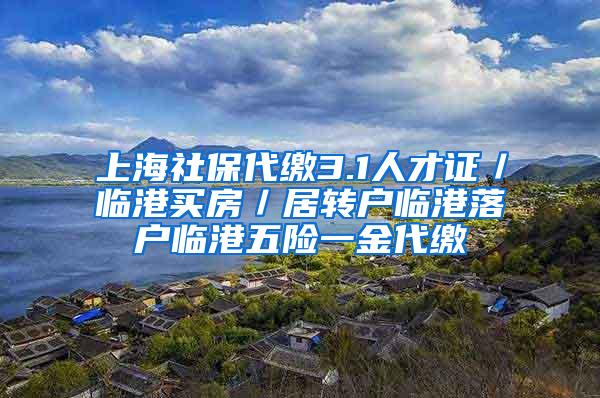 上海社保代缴3.1人才证／临港买房／居转户临港落户临港五险一金代缴