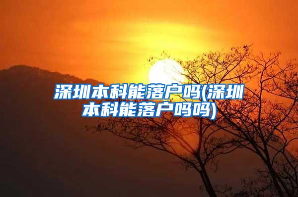 深圳本科能落户吗(深圳本科能落户吗吗)