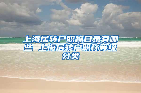 上海居转户职称目录有哪些 上海居转户职称等级分类