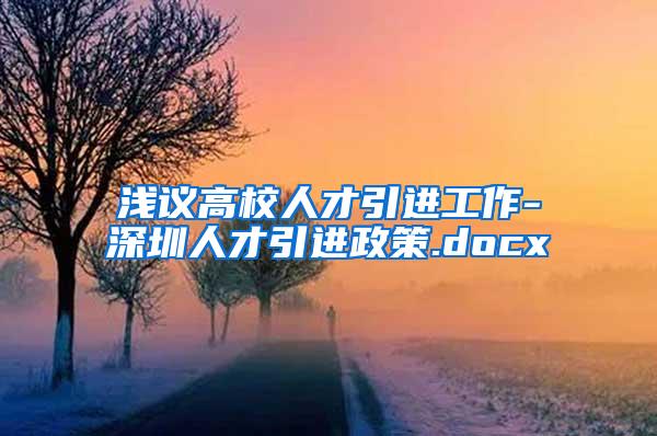 浅议高校人才引进工作-深圳人才引进政策.docx