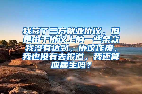 我签了三方就业协议，但是由于协议上的一些条款我没有达到，协议作废，我也没有去报道，我还算应届生吗？