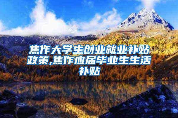 焦作大学生创业就业补贴政策,焦作应届毕业生生活补贴