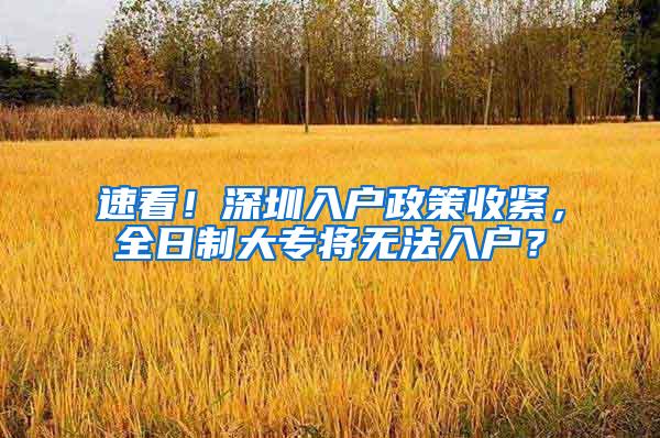 速看！深圳入户政策收紧，全日制大专将无法入户？