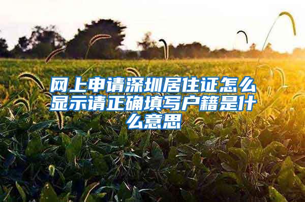 网上申请深圳居住证怎么显示请正确填写户籍是什么意思