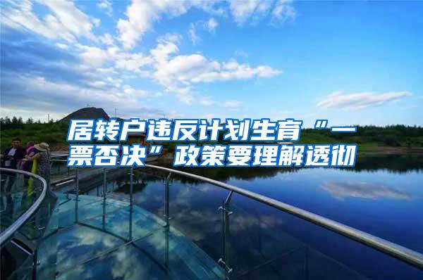 居转户违反计划生育“一票否决”政策要理解透彻