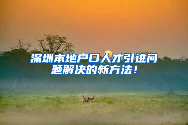深圳本地户口人才引进问题解决的新方法！