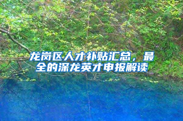 龙岗区人才补贴汇总，最全的深龙英才申报解读