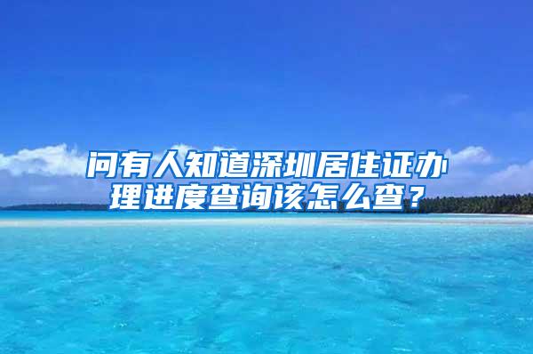 问有人知道深圳居住证办理进度查询该怎么查？
