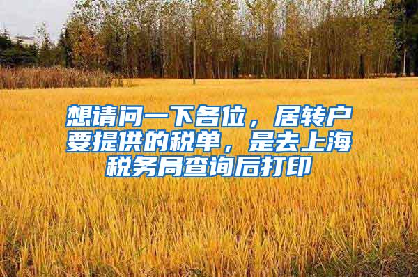 想请问一下各位，居转户要提供的税单，是去上海税务局查询后打印