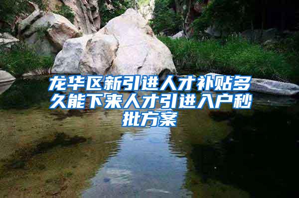 龙华区新引进人才补贴多久能下来人才引进入户秒批方案