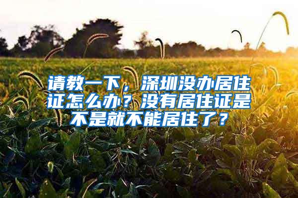 请教一下，深圳没办居住证怎么办？没有居住证是不是就不能居住了？
