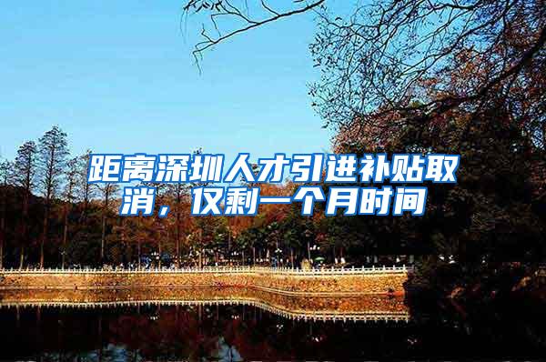 距离深圳人才引进补贴取消，仅剩一个月时间