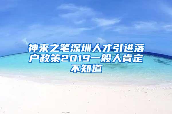 神来之笔深圳人才引进落户政策2019一般人肯定不知道