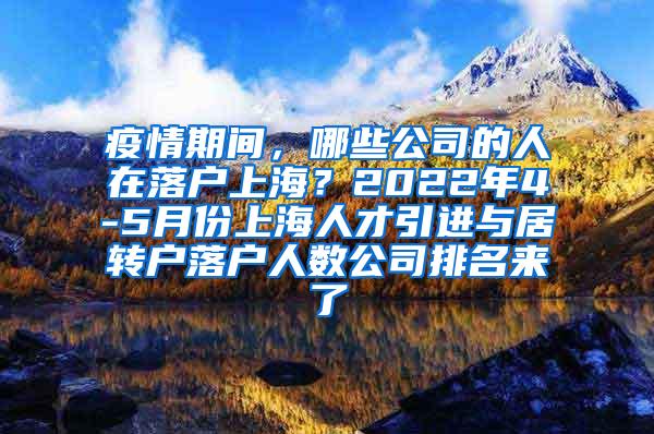 疫情期间，哪些公司的人在落户上海？2022年4-5月份上海人才引进与居转户落户人数公司排名来了
