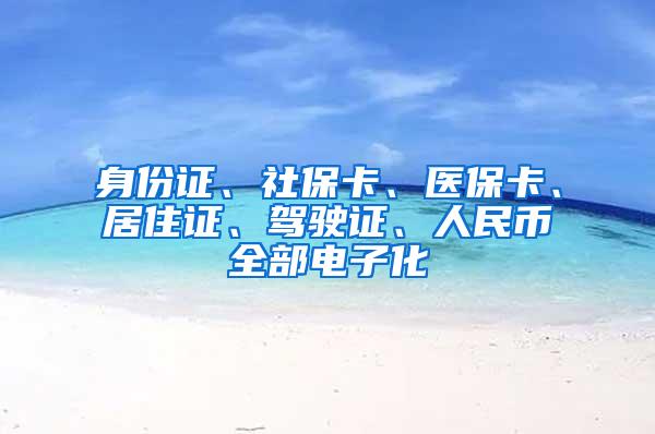 身份证、社保卡、医保卡、居住证、驾驶证、人民币全部电子化
