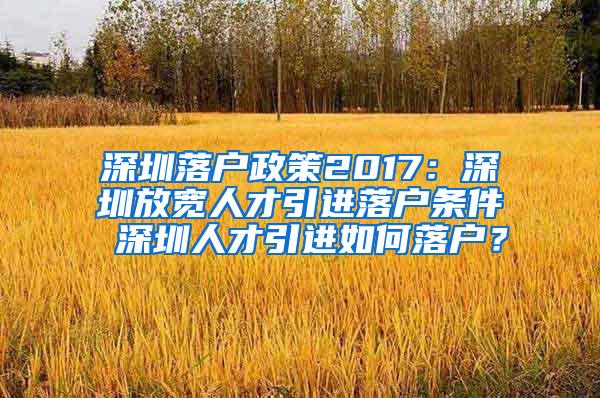 深圳落户政策2017：深圳放宽人才引进落户条件 深圳人才引进如何落户？