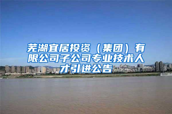 芜湖宜居投资（集团）有限公司子公司专业技术人才引进公告