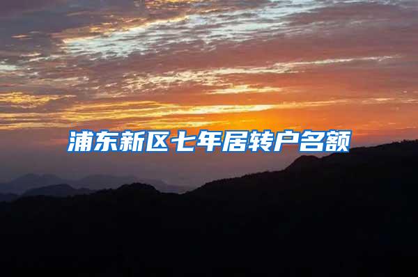 浦东新区七年居转户名额