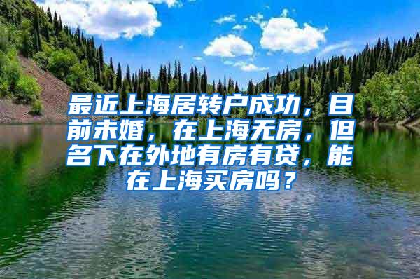 最近上海居转户成功，目前未婚，在上海无房，但名下在外地有房有贷，能在上海买房吗？