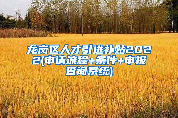 龙岗区人才引进补贴2022(申请流程+条件+申报查询系统)