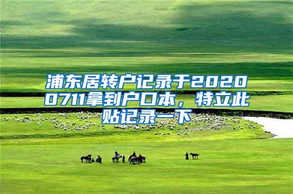 浦东居转户记录于20200711拿到户口本，特立此贴记录一下