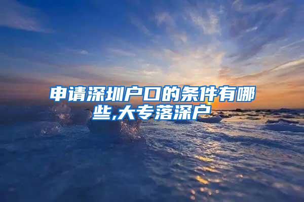 申请深圳户口的条件有哪些,大专落深户