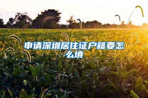 申请深圳居住证户籍要怎么填