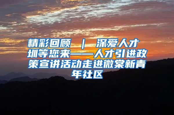 精彩回顾 ｜ 深爱人才 圳等您来——人才引进政策宣讲活动走进微棠新青年社区