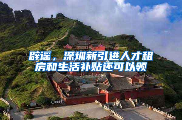 辟谣，深圳新引进人才租房和生活补贴还可以领