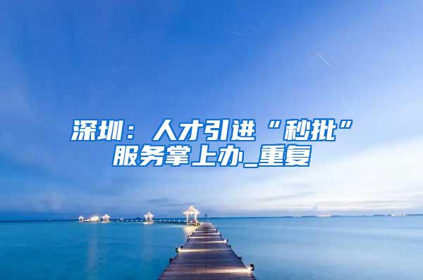 深圳：人才引进“秒批”服务掌上办_重复