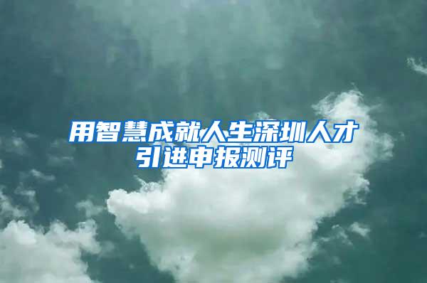 用智慧成就人生深圳人才引进申报测评