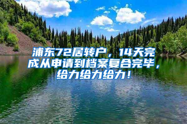 浦东72居转户，14天完成从申请到档案复合完毕，给力给力给力！